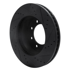 Dodge Ram 2500 Brake Rotor (1) - Front Left - R1 Concepts - Drilled & Slotted - Black - `09-`25